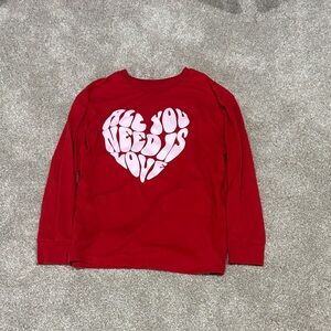 art class Red Long Sleeve Tee with Heart Design